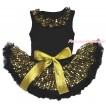 Black Baby Pettitop & Gold Sequins Lacing & Black Gold Bling Sequins Baby Pettiskirt NG1652